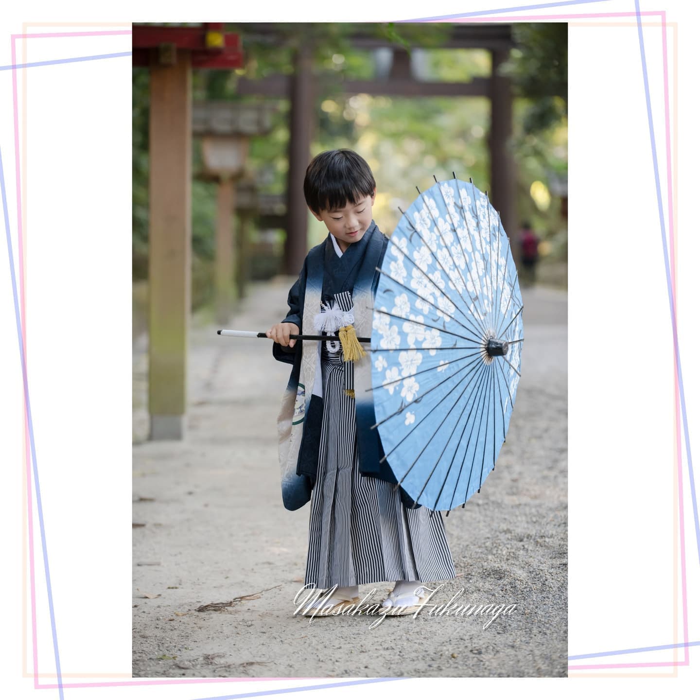 七五三|出張撮影|カメラマン|和傘を使った七五三|男の子