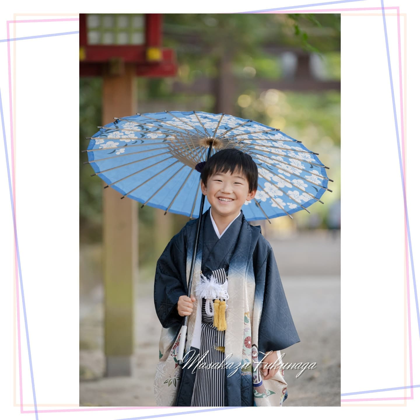 七五三|出張撮影|カメラマン|和傘を使った七五三|男の子
