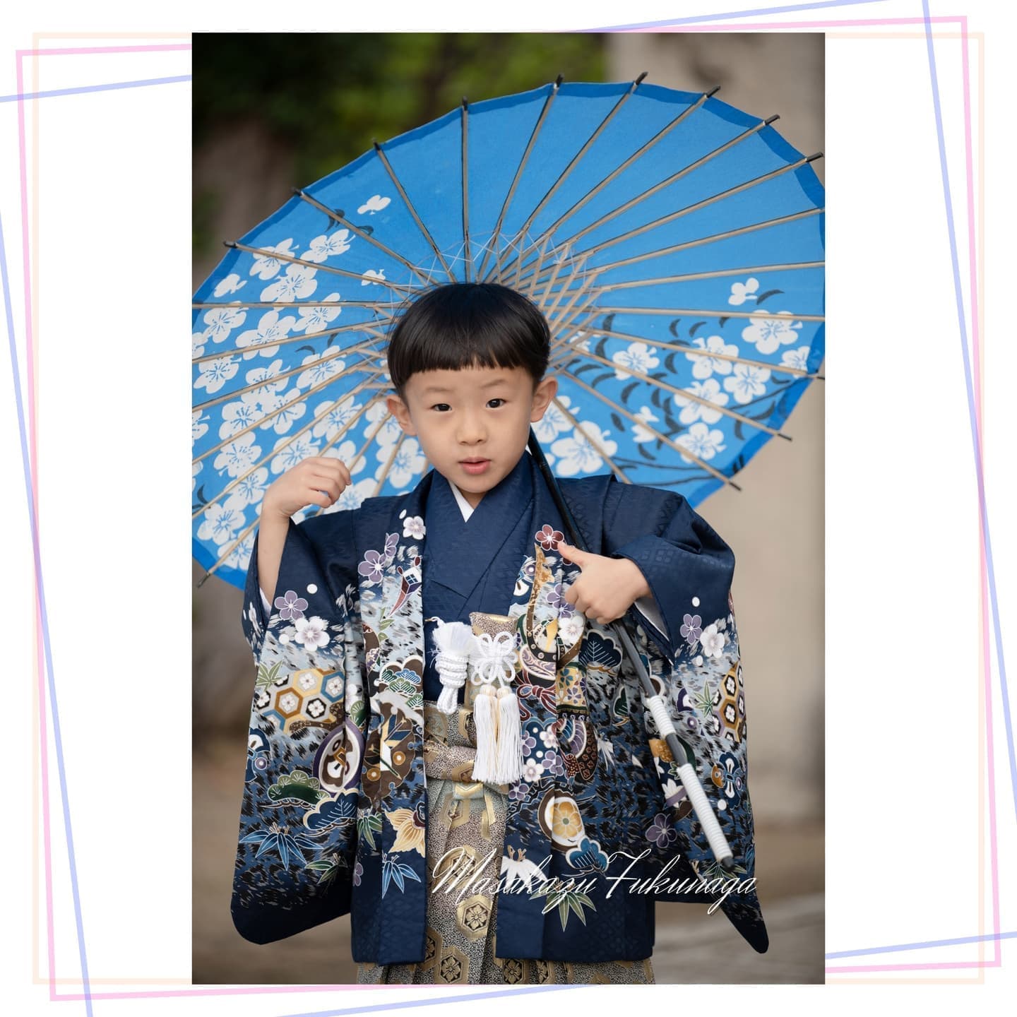 七五三|出張撮影|カメラマン|和傘を使った七五三|男の子