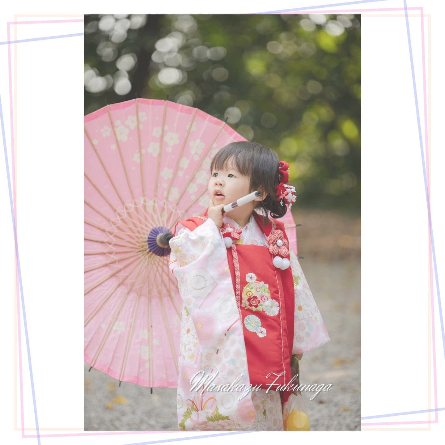 七五三|出張撮影|カメラマン|和傘を使った七五三|女の子