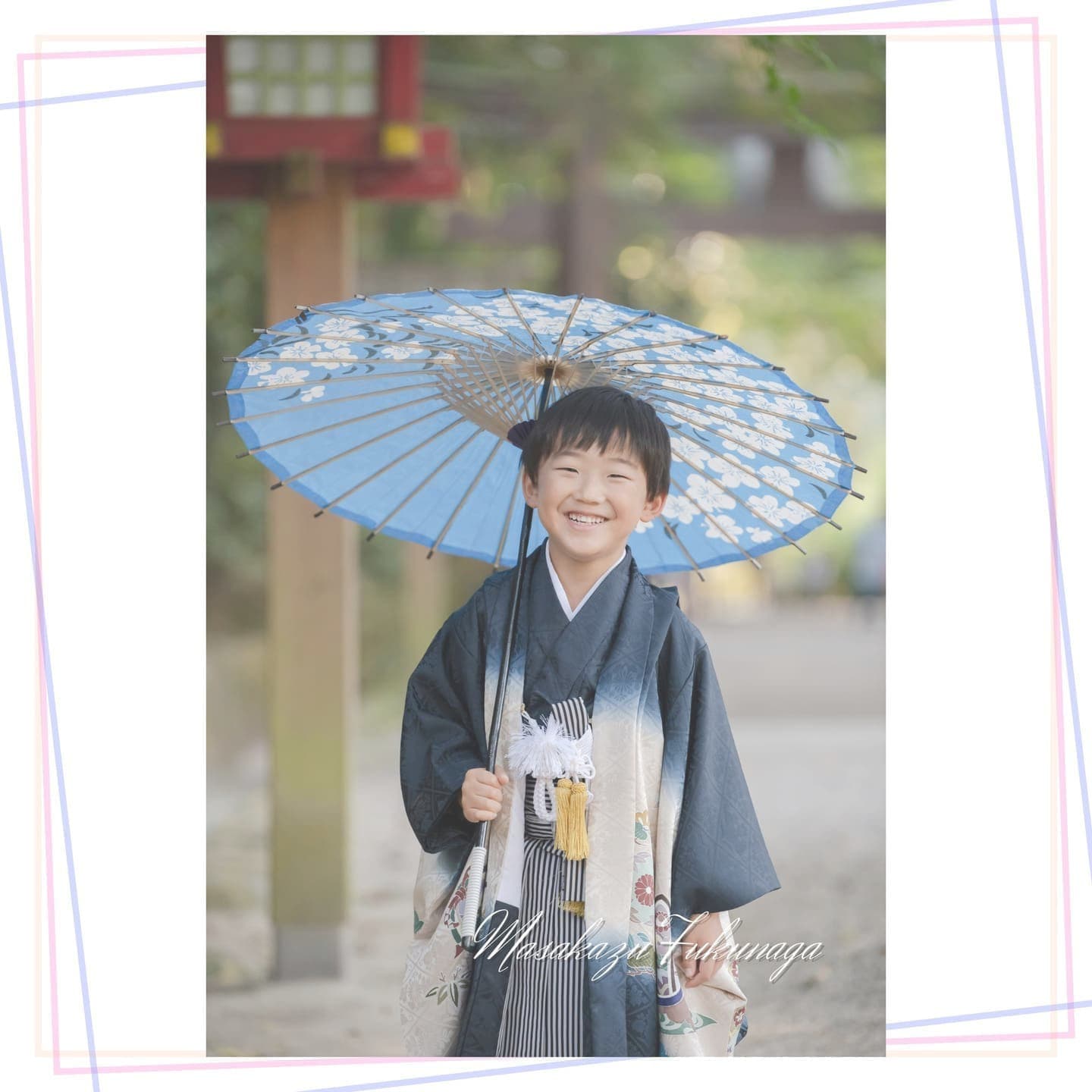 七五三|出張撮影|カメラマン|和傘を使った七五三|男の子